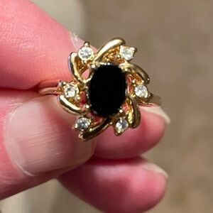 Gold and Black Stone Women's Ring
